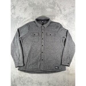 Eddie Bauer Shirt Mens XL Grey Fleece Button Front Shacket